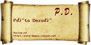 Péts Dezső névjegykártya